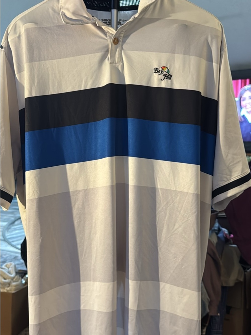 Nike Men’s Polo White Black & Blue Stripe